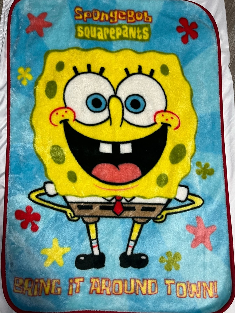 VTG Nickelodeon SpongeBob SquarePants Throw Blanket 29x42 Bring It Around Town